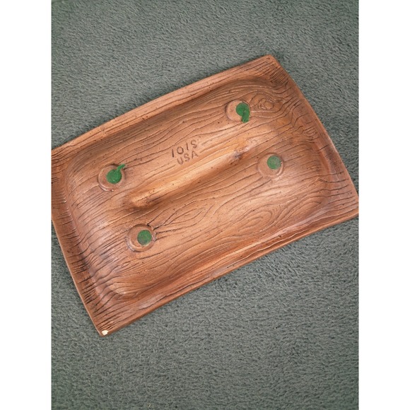 VINTAGE Mid-Century Ashtray Pottery Green Yellow Drip Glaze Centerpiece USA 101S - Picture 6 of 10